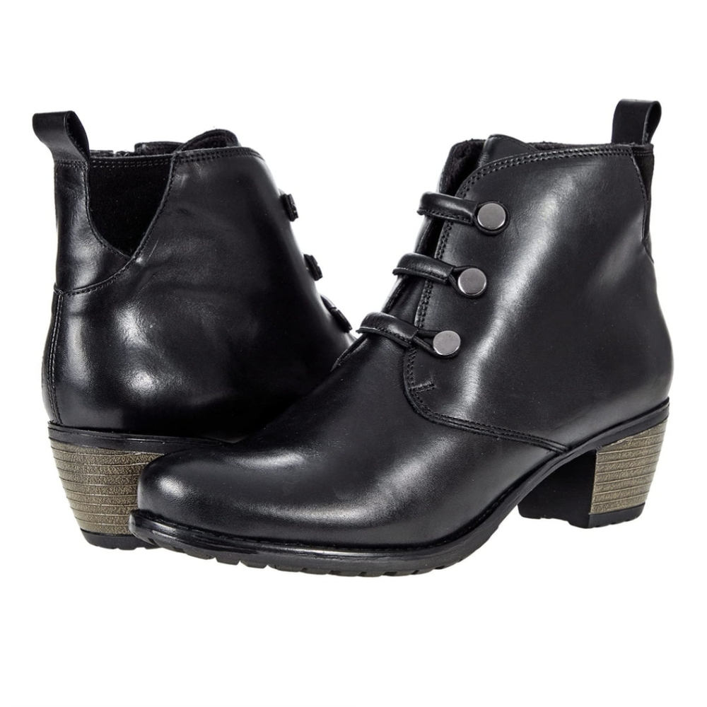 ERIC MICHAELS Faye Leather Black Ankle Booties NWT Size 6/36uk
